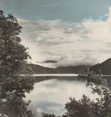 F. S Grauf, Morning Mist, Pelorus Sound, hand-coloured photograph