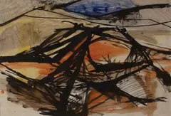 Ralph Hotere, Ohaeawai Landscape, watercolour