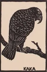 J. L Moore, Kaka, woodblock print