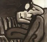 Pat Hanly, Jinger Girl F, ink and wash on paper