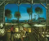 Kevin Charles "Pro" Hart, The Shearing Shed, oil on board