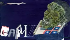 Game 1999 by Matthew Couper, oil on wood, offered Sep 2008