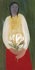 Girl Against the Harakeke by Star Gossage, oil on board, offered Sep 2008