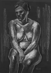 Bill Reed, Seated Nude, pastel on paper