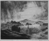 E. Warner, Rangitoto, engraving