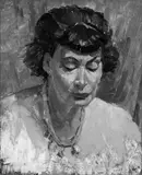 Ida Harriet Carey, Woman with Pearl Necklace, oil on board