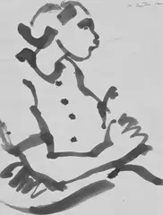 Phillip Trusttum, Portrait of a Seated Lady, ink on paper