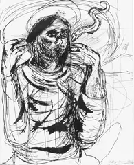 Figure Study by Jeffrey Harris, ink on paper, sold Aug 2008