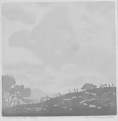 Kenneth Hassal, Night Clouds, woodblock, 2/28