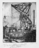 At the Docks by Edward John Evelyn Holmwood, etching, sold Aug 2008
