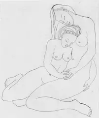George Woods, The Two Nudes, wood engraving, circa 1940, Provenance: formerly in the collection of Helen Hitchings
