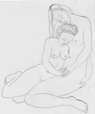 George Woods, The Two Nudes, wood engraving, circa 1940, Provenance: formerly in the collection of Helen Hitchings