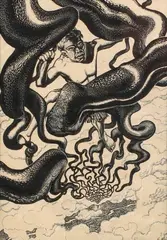 George Woods, The Myth of Maui, engraving with ink and Chinese white