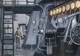 Bernard Aris, S. S Wolfsburg: Main Engine's Starting Platform, watercolour and pastel on paper