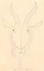 Dennis Knight Turner, Goat's Head, ink and pastel on paper