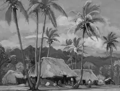 K. Arini Vane, Polynesian Village, gouache on paper