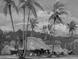 K. Arini Vane, Polynesian Village, gouache on paper