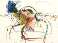 Jeffrey Harris, Figure Study, oil and pastel on paper