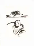 Garth Tapper, Figure in Water, ink on paper