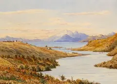 Ernest Arthur Chapman, Taupo from the Waikato River, watercolour