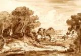 Albin Martin, Italian Landscape, ink and wash