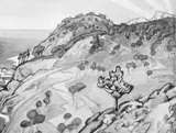 Mabel Annesley, Italian Coastline, watercolour