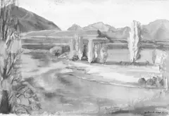 Beatrice Seddon, Mount Maud, the Hawea Hills, watercolour