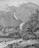 Christopher Aubrey, The Holyford Valley, South Westland, watercolour