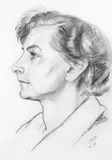 Christopher Perkins, Woman in Profile, contÃ© on paper
