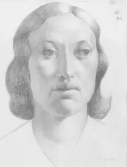 J. Farquhar, Untitled - Portrait of a Maori lady, pencil on paper