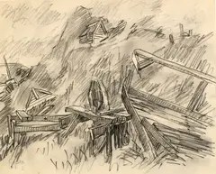 Rudolf Gopas, Decaying Foundations, charcoal on paper