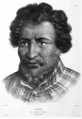 L A de Sainson, Rangui - L'un des chefs de Shouraki, lithograph, plate 71 from La Voyage de lAstrolabe