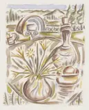 Agnes Wood, Still Life with Freesias, Taupo, watercolour