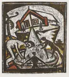 Nigel Brown, Waters of the Land, woodcut, 1/10
