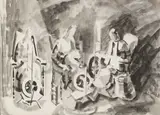 Olivia Spencer Bower, The Spinners, ink on paper
