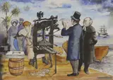 Dennis Knight Turner, First Newspaper 'The New Zealand Gazette' printed at Petone Beach, April 18th , 1840, on a Columbia Press