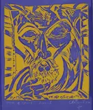 Philip Clairmont, Head of Christ, unique linocut, 1/1