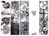Tracey Tawhiao, Untitled, oil paint marker on canvas, 5 panels