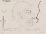 Tony de Lautour, Smoking Head, etching, 2/24