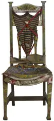 Philip Clairmont, Chair, mixed media and found oak dining chair