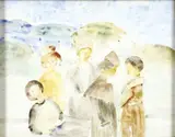 Visiting at Kurow by Patricia France, gouache, sold Jun 2008