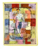 Gary Carsley, Seated Male Nude, screenprint and collage on canvas