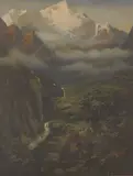 J. D Perrett, South Island Mountain Scene, oil on board