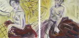 Jacquie Colley, Sister, acrylic on canvas, diptych