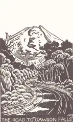 John L. Moore, The Road to Dawson Falls, woodblock print