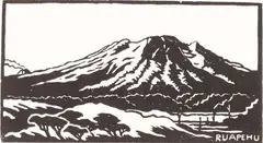 John L. Moore, Ruapehu, woodblock print