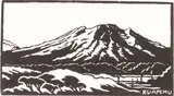 John L. Moore, Ruapehu, woodblock print