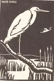 John L. Moore, White Heron, woodblock print