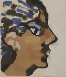 Pat Hanly, Brown Model, watercolour and gouache with collage element on paper