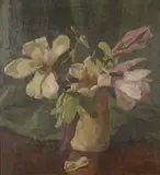 Maude Sherwood, Still Life with Magnolias, oil on board